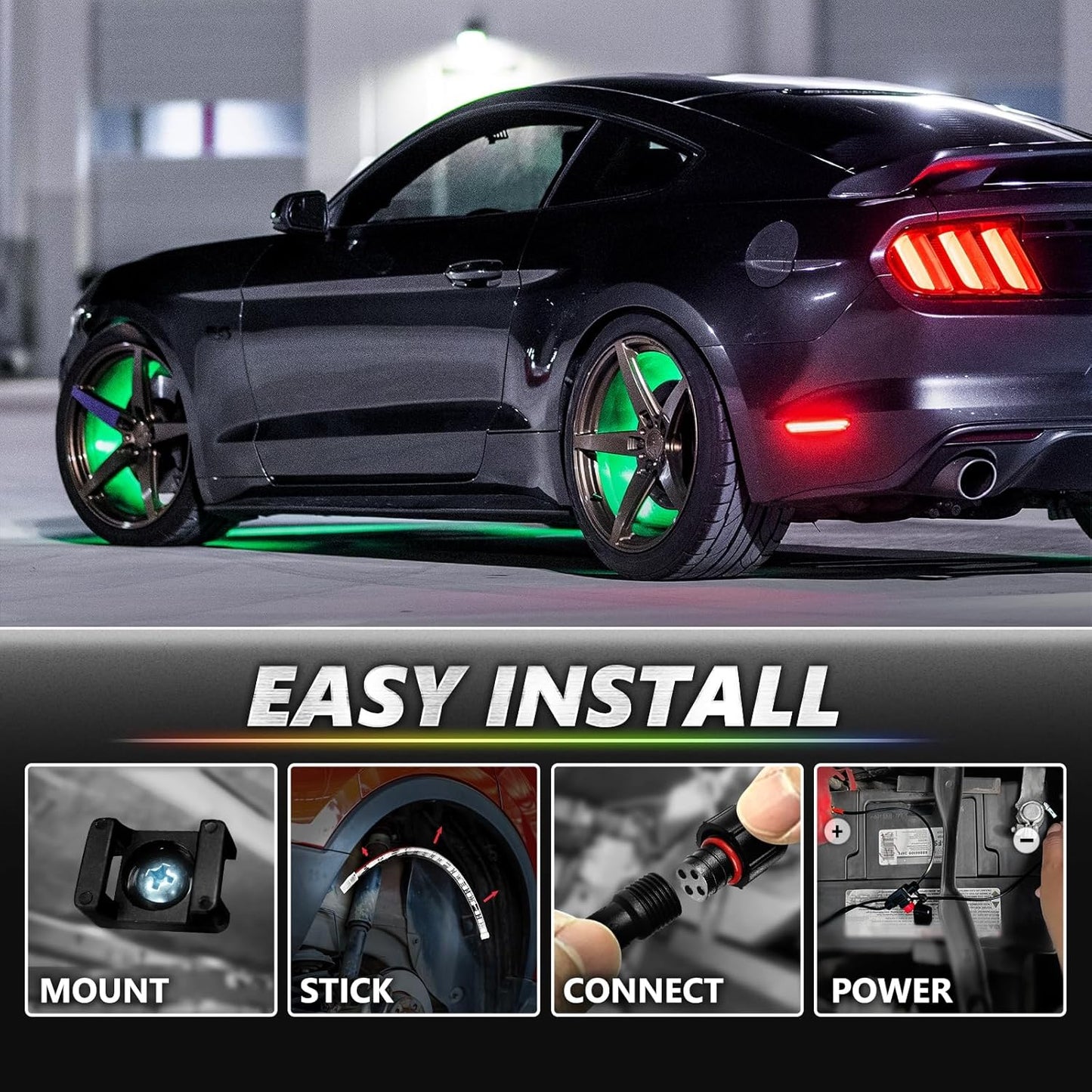 AURA PRO Exterior Pack Bundle ( Wheel Well LED Kit + Grille LED Kit + Underglow LED Kit ) - Bluetooth APP and Remote Controlled