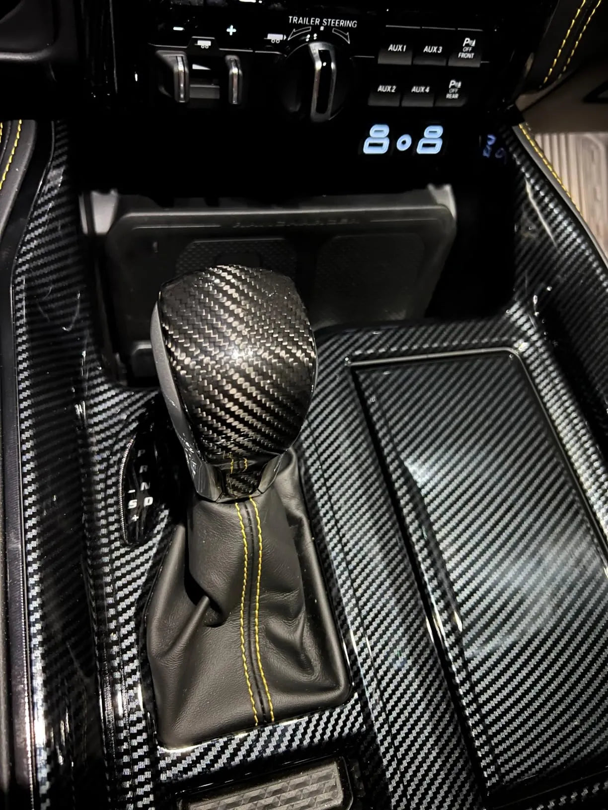 RAM 1500/TRX/RHO 2021+ Shift Knob Trim Hard Carbon Fiber Cover