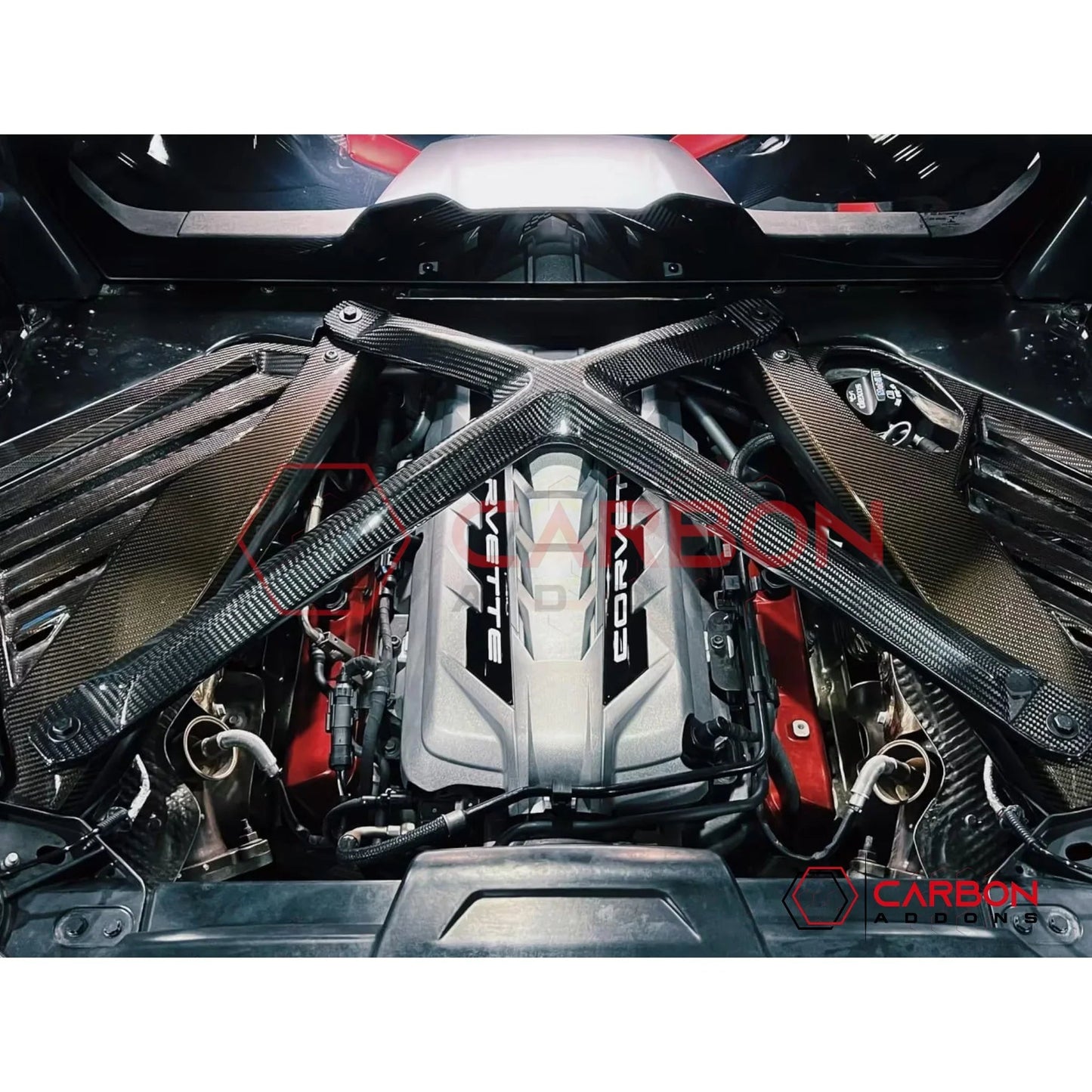 Carbon Fiber Engine Bay X-Brace for Corvette C8 Coupe Stingray Z51 (2020–2026)