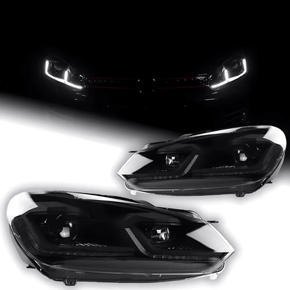 Volkswagen Golf MK6 Red, Silver, and Black Projector with Dynamic Signal LED Headlights (2009 - 2013)
