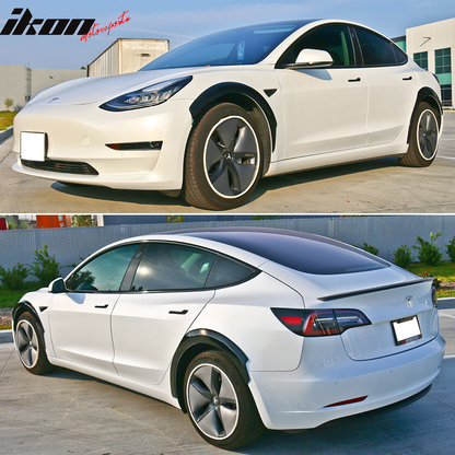 2017-2023 Tesla Model 3 Fender Flares Wheel Trim Matte Black 8PC FRP