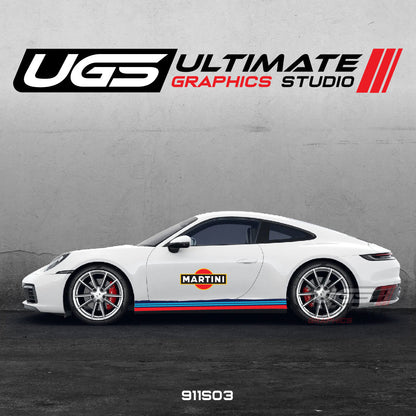 Martini Racing Door & Skirt Scratched Graphics for Porsche Models