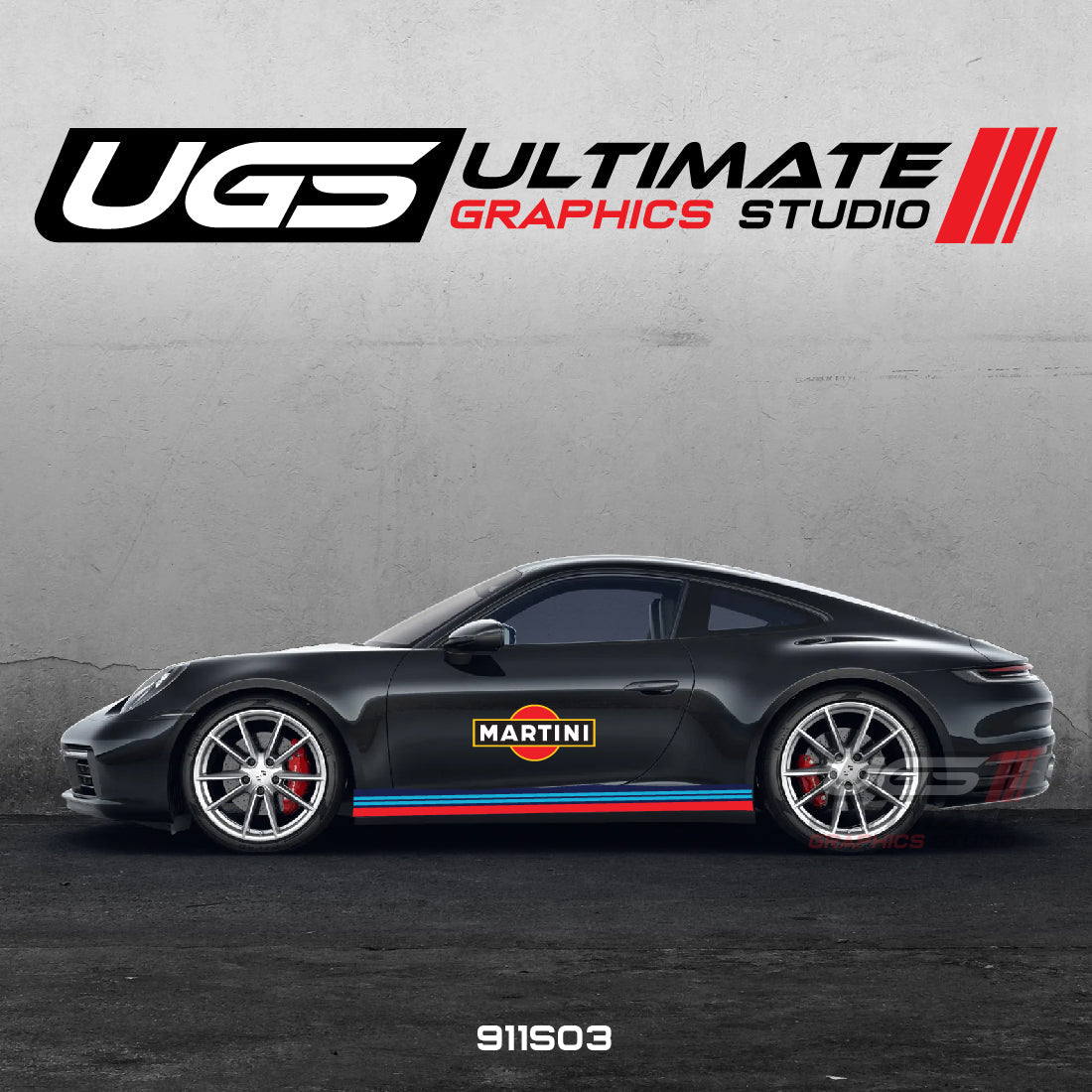 Martini Racing Door & Skirt Scratched Graphics for Porsche Models