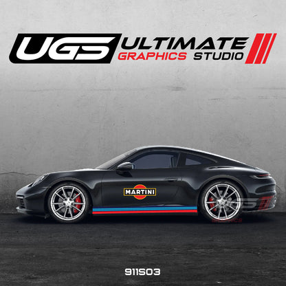 Martini Racing Door & Skirt Scratched Graphics for Porsche Models