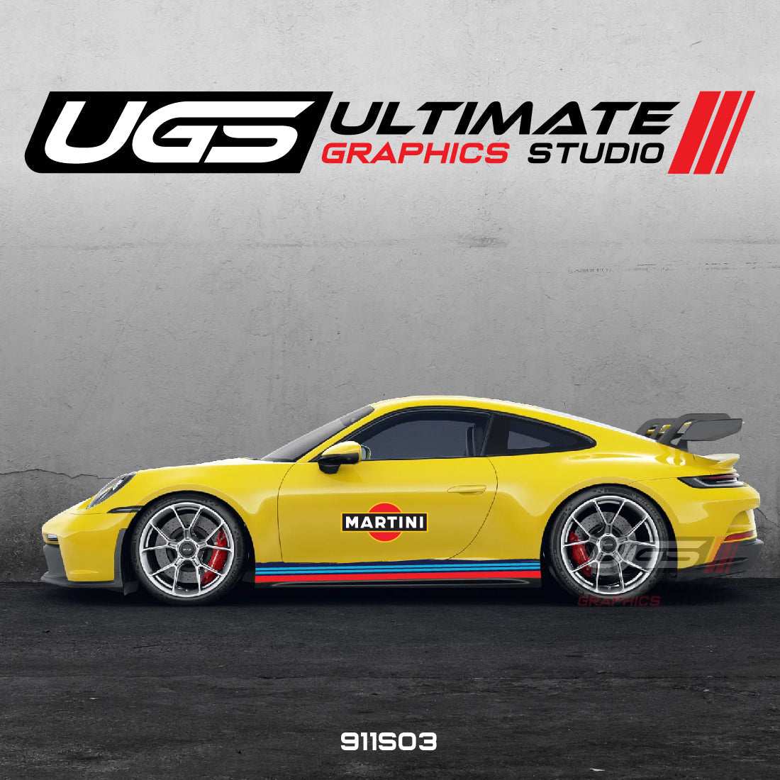 Martini Racing Door & Skirt Scratched Graphics for Porsche Models