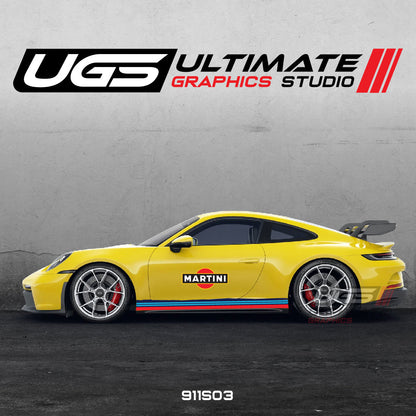Martini Racing Door & Skirt Scratched Graphics for Porsche Models