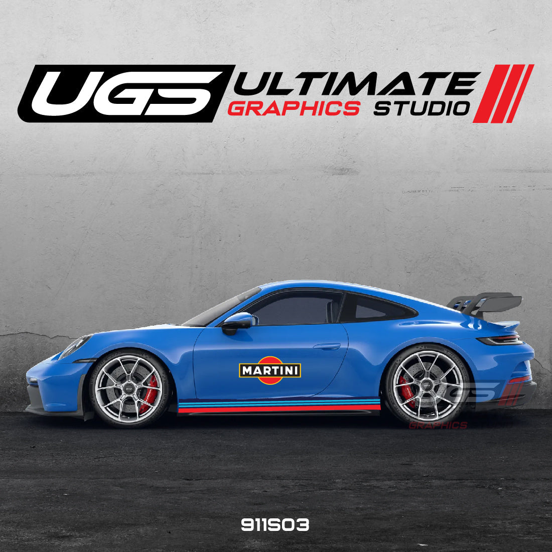 Martini Racing Door & Skirt Scratched Graphics for Porsche Models
