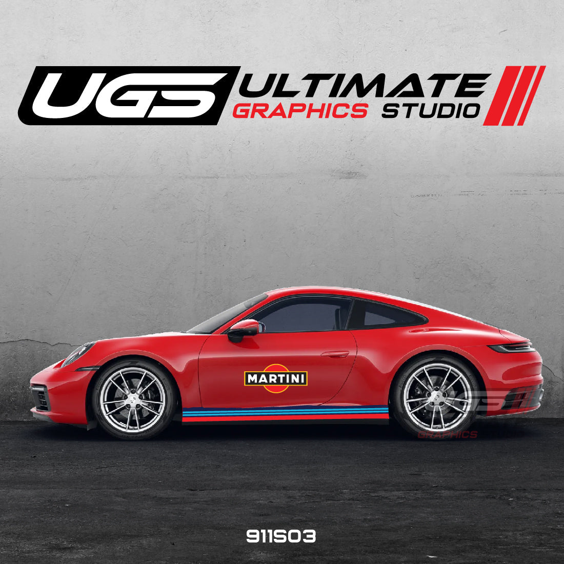 Martini Racing Door & Skirt Scratched Graphics for Porsche Models