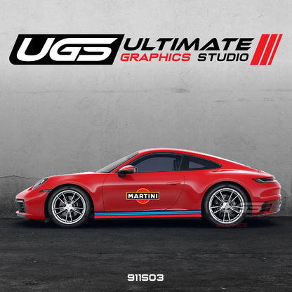 Martini Racing Door & Skirt Scratched Graphics for Porsche Models