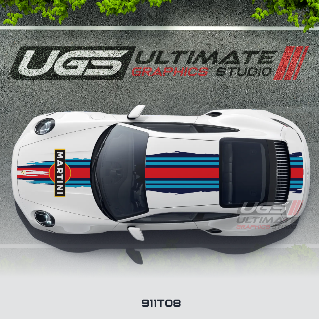 Scratched Martini Racing Stripe Kit for Porsche Models