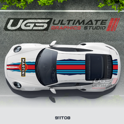 Scratched Martini Racing Stripe Kit for Porsche Models
