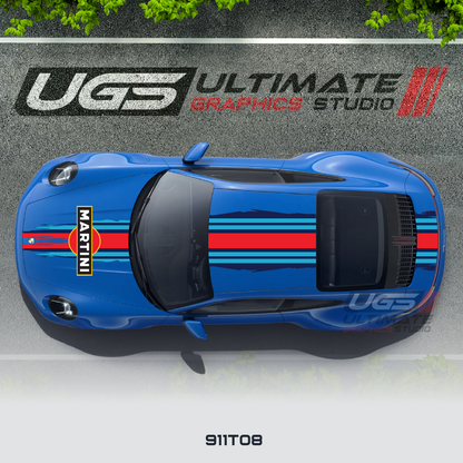 Scratched Martini Racing Stripe Kit for Porsche Models