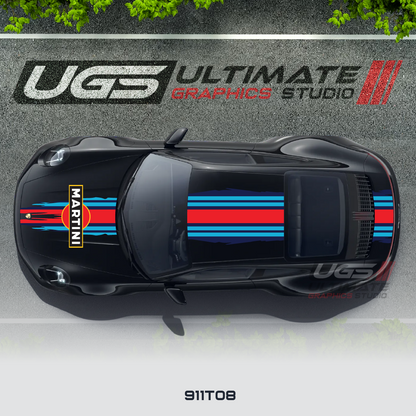 Scratched Martini Racing Stripe Kit for Porsche Models