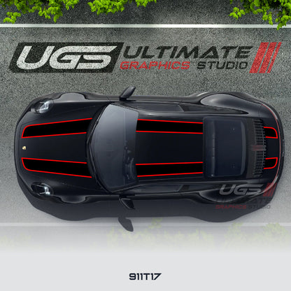 Double Racing Stripe Kit 2 Colors for Porsche Models