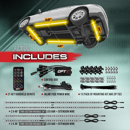 AURA Exterior Pack Bundle ( Wheel Well LED Kit + Grille LED Kit + Underglow LED Kit ) - Remote Control