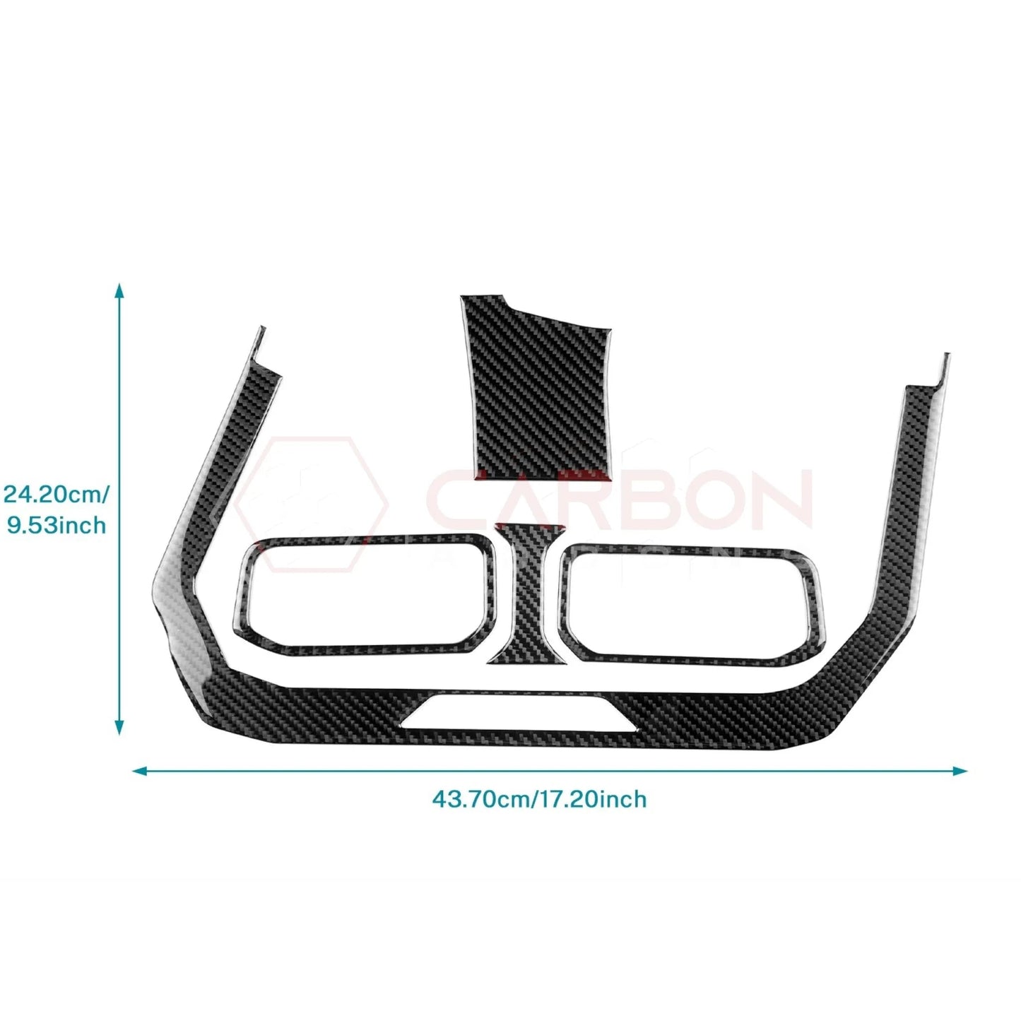Real Carbon Fiber Center Dashboard A/C Vent Trim Overlays for 2024+ Ford Mustang