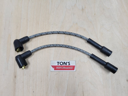 Cloth Braided Plug Wires Harley Sportster 1988 - 2003 / PAIR OF SHORT WIRES FOR RELOCATED COIL