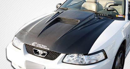 Carbon Creations Spyder 3 Hood Compatible With 1999-2004 Ford Mustang - 1 Piece - 102722
