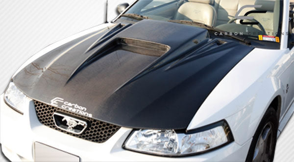 Carbon Creations Spyder 3 Hood Compatible With 1999-2004 Ford Mustang - 1 Piece - 102722