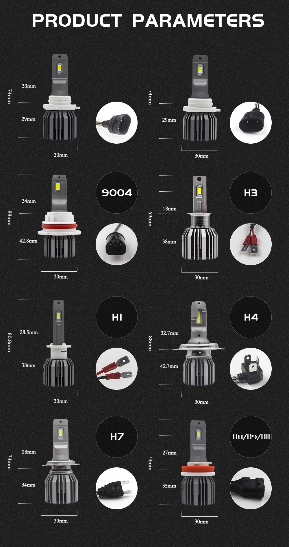 HEADLIGHT LED U6 16000LM