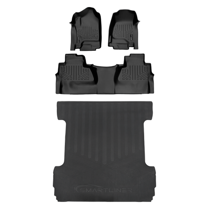 SMARTLINER Custom Fit Floor Liners For 2014-2018 Silverado/Sierra 1500 - 2015-2021 2500/3500 HD