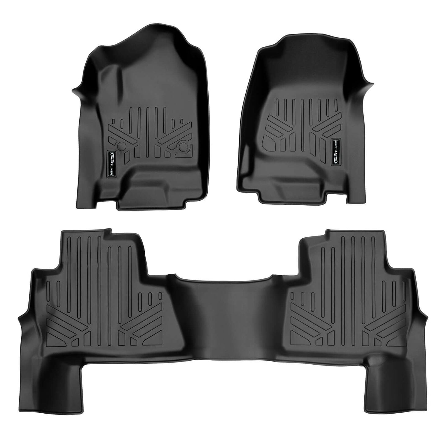 SMARTLINER Custom Fit Floor Mats 3 Rows and Cargo Liner Behind 2nd Row Set Black 2015 - 2020 Tahoe / Yukon with 2nd Row Bench Seats