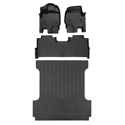 SmartCoverage™ Floor Liners For 2015-2026 Ford F-150 (1st Row Bucket) & OEM 2nd Row Under Seat Storage (Vinyl)