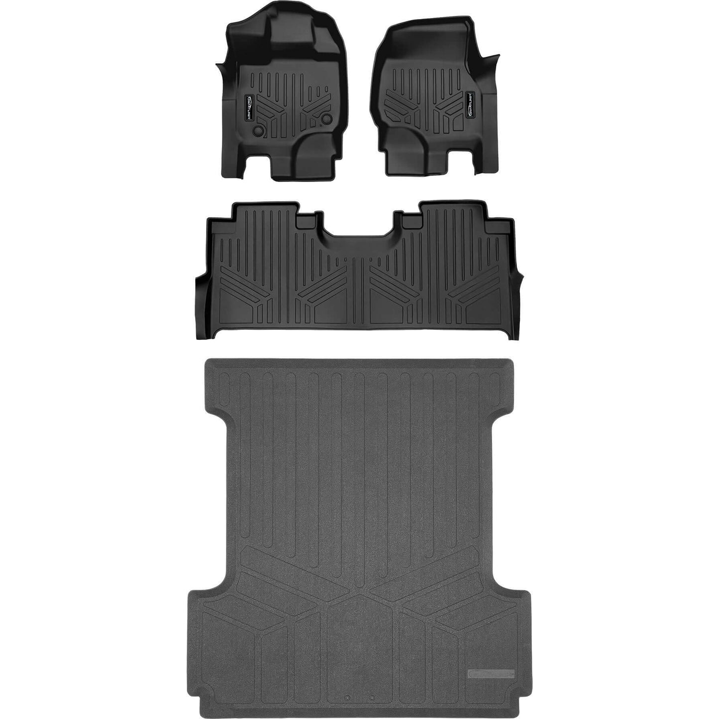 SmartCoverage™ Floor Liners For 2022-2025 Ford F-150 Lightning (1st Row Bucket) & OEM 2nd Row Under Seat Storage