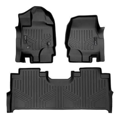 SmartCoverage™ Floor Liners For 2015-2026 Ford F-150 (1st Row Bucket) & OEM 2nd Row Under Seat Storage (Vinyl)