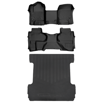 SMARTLINER Floor Liners for 2019 Silverado 1500 LD/ GMC Sierra 1500 LD Double Cab (Over the Hump Coverage)