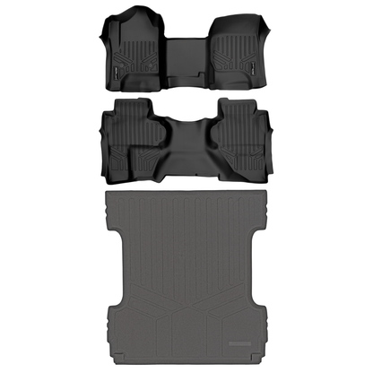 SMARTLINER Floor Liners for 2019 Silverado 1500 LD/ GMC Sierra 1500 LD Double Cab (Over the Hump Coverage)
