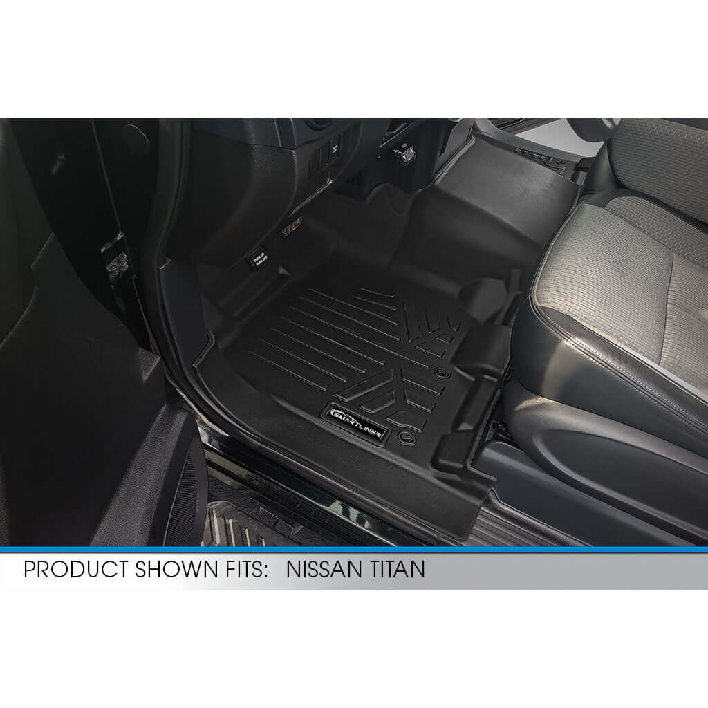 SMARTLINER Floor Liners for 2017-2024 Nissan Titan Crew Cab (1st Row Bench) No Underseat ToolBox and OTH Coverage