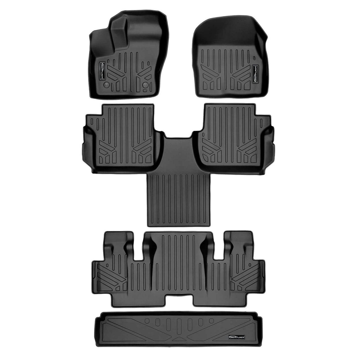 SMARTLINER Custom Fit Floor Liners For 2014-2020 Transit Connect With Carpet Flooring (Long Wheelbase & 2nd Row Bucket Seats)