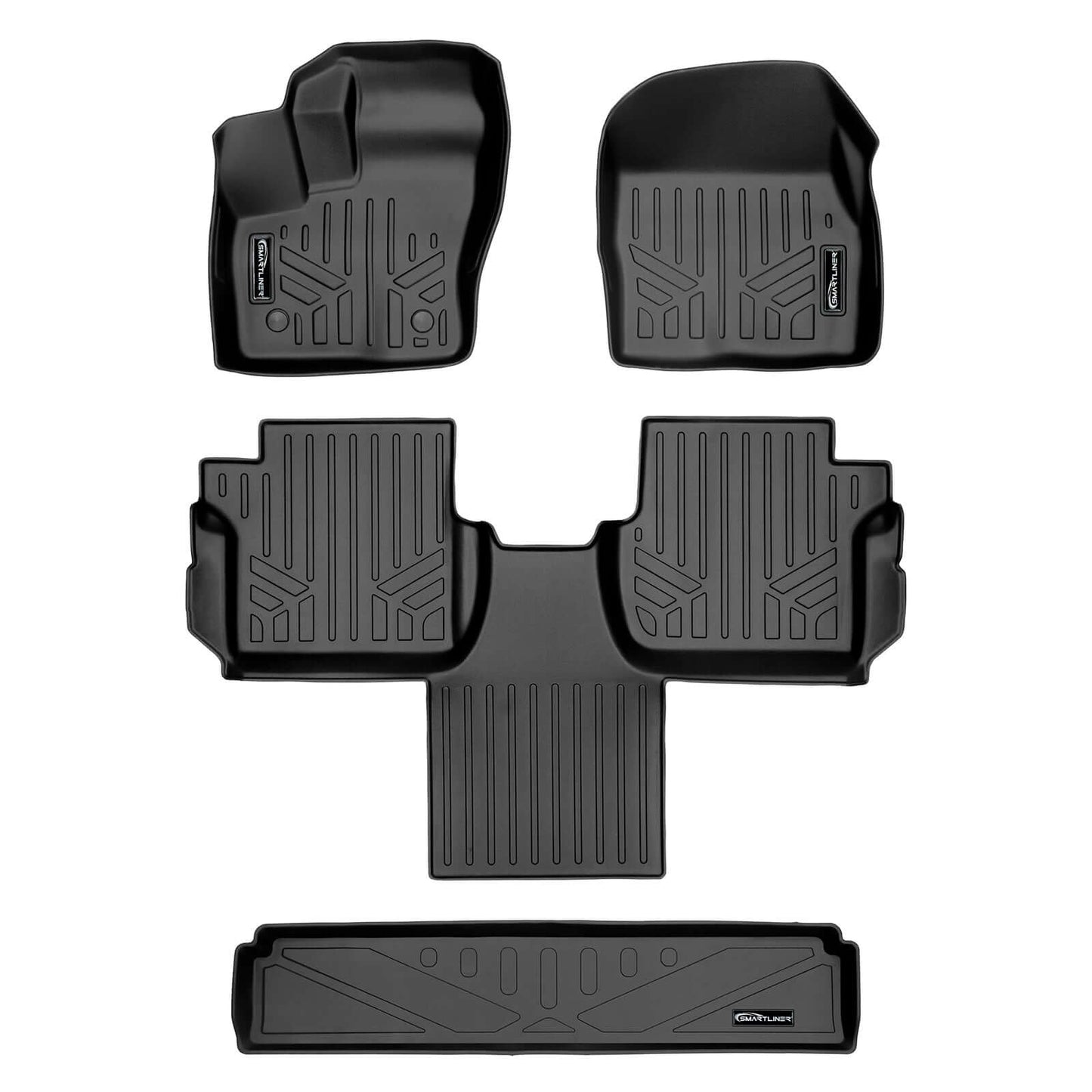 SMARTLINER Custom Fit Floor Liners For 2014-2020 Transit Connect With Carpet Flooring (Long Wheelbase & 2nd Row Bucket Seats)