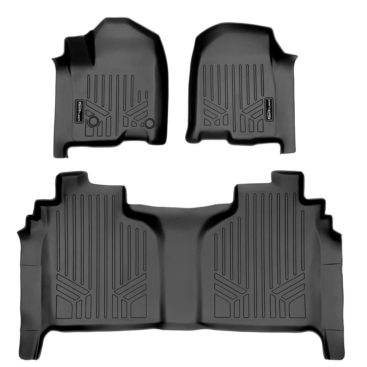 SmartCoverage™ Custom Fit Floor Liners For 2019-2025 Chevrolet Silverado 1500/ GMC Sierra 1500 Crew Cab with Carpeted Flooring and 1st Row Bucket Seats and 2nd Row Underseat Storage
