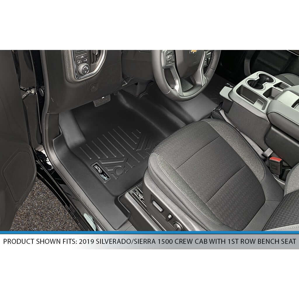 SMARTLINER Custom Fit Floor Liners For 2019-2026 Silverado/Sierra 1500/2500/3500 Crew Cab with 1st Row Bench Seat (No underseat)