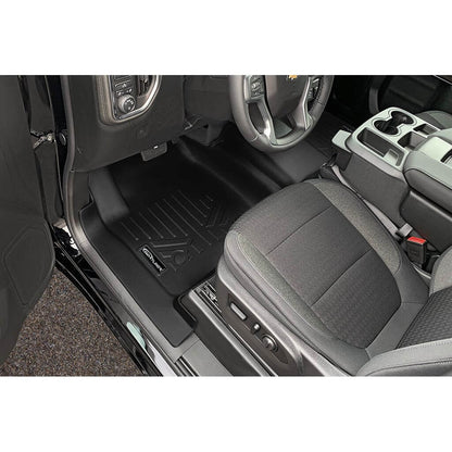 SmartCoverage™ Custom Fit Floor Liners For 2019-2025 Chevrolet Silverado 1500 Crew Cab With 1st Row Bench Seat (OTH Coverage) and Carpeted Flooring with the 2nd Row Underseat Storage