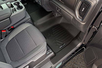 SmartCoverage™ Custom Fit Floor Liners For 2019-2025 Chevrolet Silverado 1500 Crew Cab With 1st Row Bench Seat (with OTH Coverage) and Carpet Flooring without the 2nd Row Underseat Storage