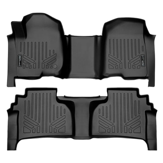 SMARTLINER Custom Fit Floor Liners For 2019-2025 GMC Sierra 1500 Double Cab with Carpet Flooring and 1st Row Bench Seat and OTH Coverage (with 2nd Row Under Seat Storage)