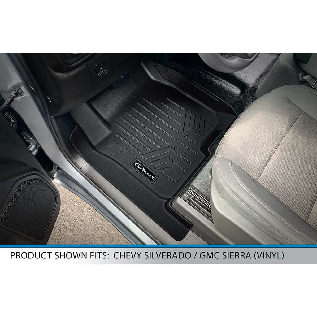 SMARTLINER Custom Fit Floor Liners For 2019-2026 Chevrolet Silverado 1500 Double Cab With 1st Row Bucket Seats & Vinyl Flooring