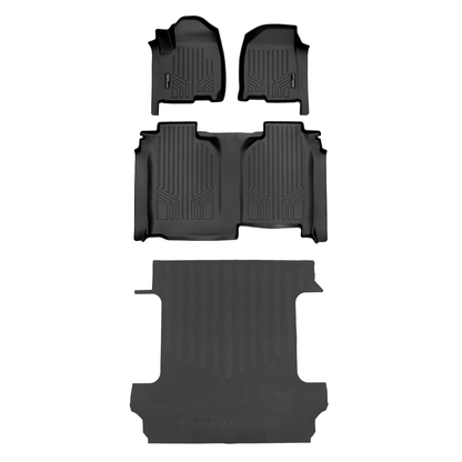 SmartCoverage™ Floor Liners For 2019-2026 Chevy Silverado 1500 Crew Cab (1st Row Bench) (No OTH) | Vinyl | [No 2nd Row Storage]