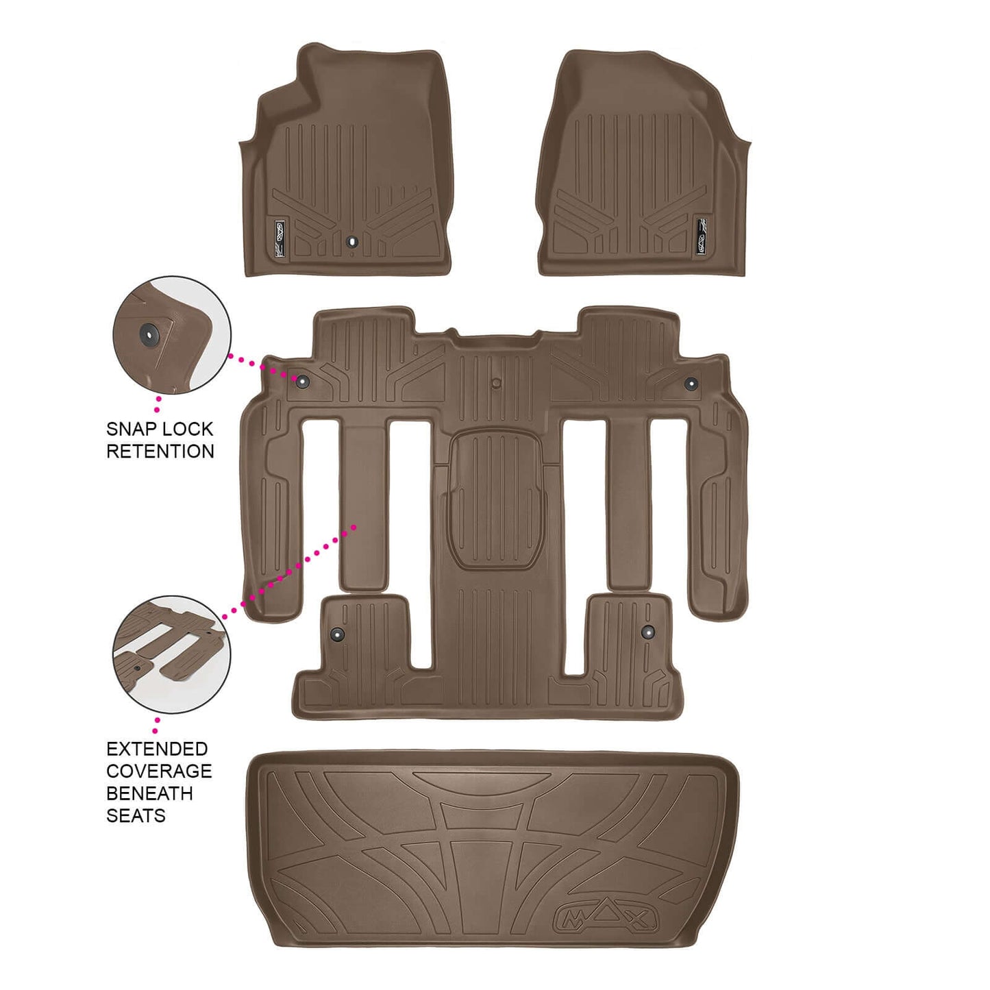 SMARTLINER Floor Liners for 2009-2010 Chevrolet Traverse (2nd Row Bucket)