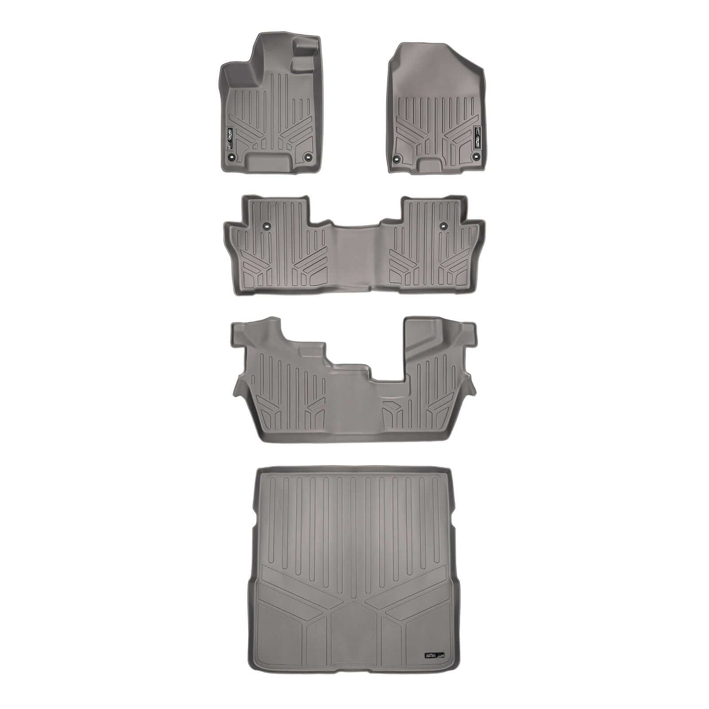 SMARTLINER Custom Fit Floor Liners For 2016-2022 Honda Pilot (8 Passenger Model)
