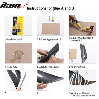 Universal Fitment 3 Post Unpainted Black Rear Spoiler Wing ABS