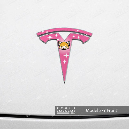 Aggretsuko Tesla Emblem Decals (Front + Back) | Model Y