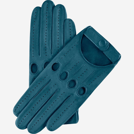 Alessa (turquoise) - Classic Italian lambskin leather driving gloves