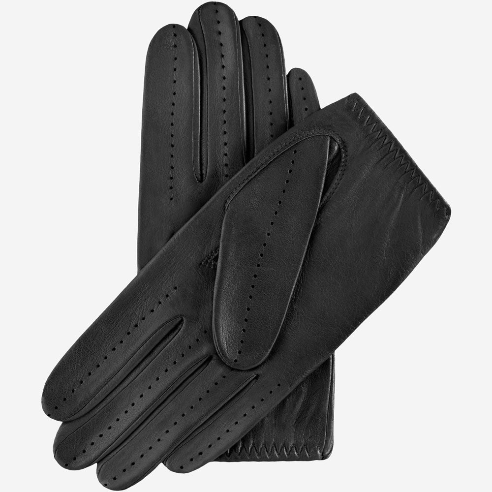 Alessa (black) - Classic Italian lambskin leather driving gloves