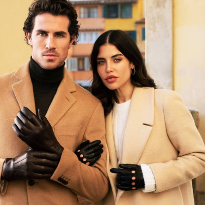 Alessa (black) - Classic Italian lambskin leather driving gloves