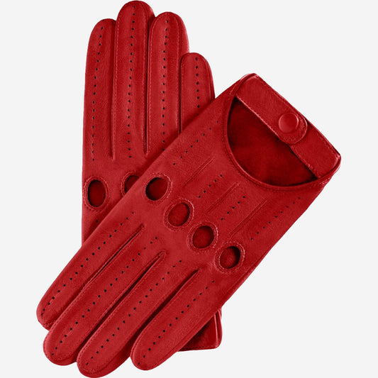 Alessa (red) - Classic Italian lambskin leather driving gloves