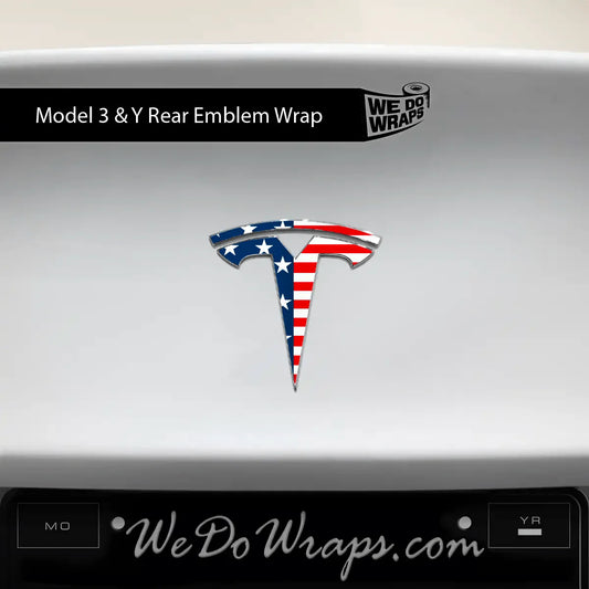 American Flag Tesla Emblem Decals (Front + Back) | Model 3